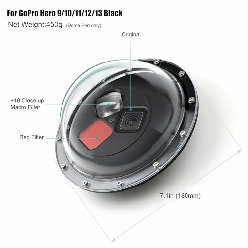 GEPULY Dome Port for GoPro HERO 13/12/11/10/9