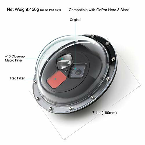 GoPro Hero 8 Black dome port with red filter and macro lens