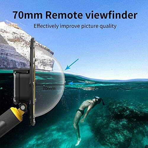 Underwater viewfinder with swimmer in the ocean.